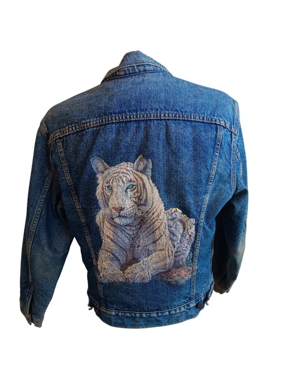 True Vintage Medium 1990's Levis Denim Trucker Jacket Tiger Blanket Lined